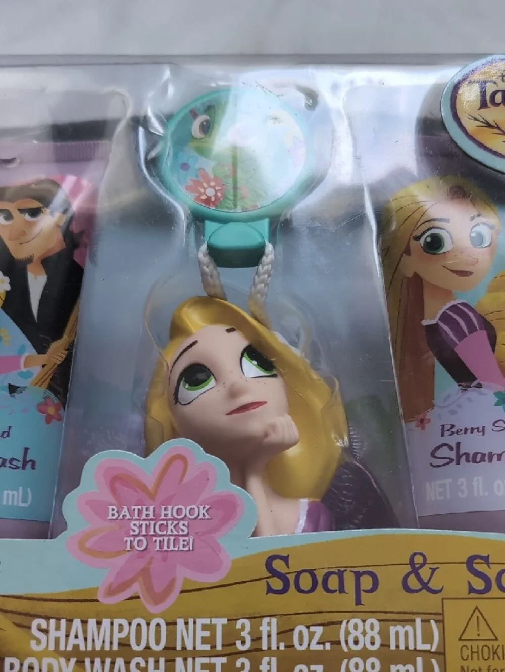 Disney Tangled Kids Berry Scented Shampoo & Body Wash Set, Hook And Bath Scrubby